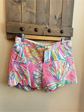 Lilly Pulitzer Scallop-Hem Pink Shell-Print Women's Skort